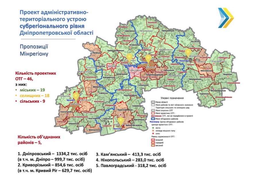 В Днепропетровской области станет меньше районов. Новости Днепра