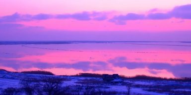 Опубликованы эксклюзивные зимние снимки Розового озера на Арабатской стрелке