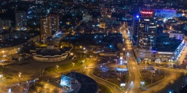Карантин в Днепре: как выглядит ночной город с высоты птичьего полета (видео)